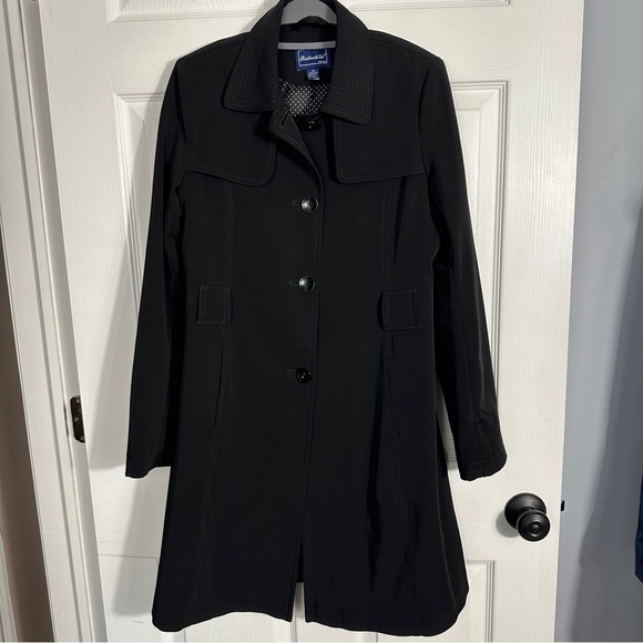 Rothschild size 16 trenchcoat (girls), black, button/belt closure, polka dots - Picture 1 of 9